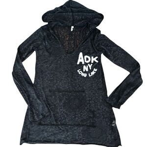 MV sport black, long sleeve see-through shirt, size medium